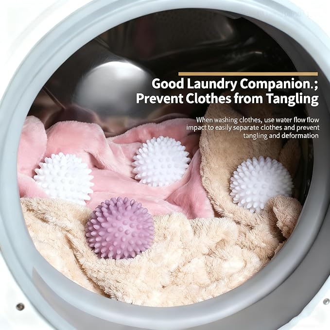 Laundry Dryer Balls 6-Pack - Reusable Eco Friendly Dryer Balls for Fabric Softening, Static & Wrinkle Reduction | Cuts Drying Time & Saves Energy | Non-Toxic & Long-Lasting, Assorted Random Colors