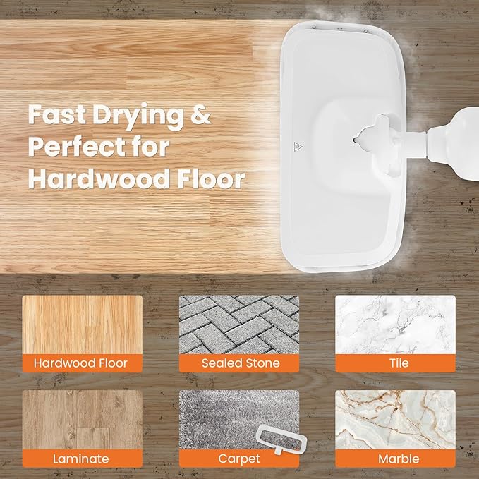 Sweetcrispy Steam Mop for Floor Cleaning,Lightweight Floor Steamer Cleaner for Hardwood/Tile/Laminate Floors Carpet, 2 Washable Pad, White and Green