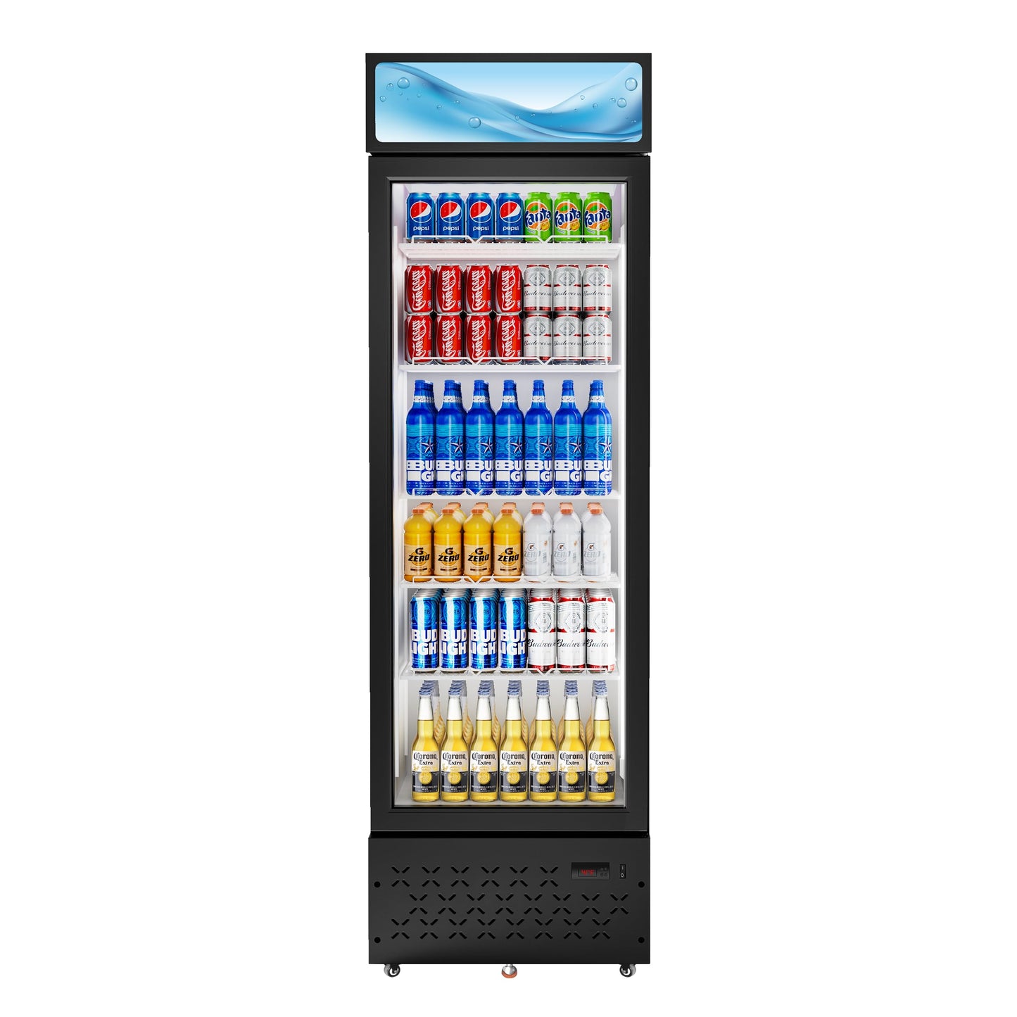 LCEKY Beverage Cooler Commercial Refrigerator 10 Cu.Ft. Glass Door Display Refrigerator with LED Light, 5 Shelves, Display Commercial Beverage Refrigeratorfor Restaurant Cafe Bar Store (10 Cu.Ft.)