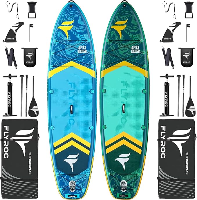 11'6x35'' Extra Wide Inflatable Paddle Board, 2-Pack(Green & Blue)-450lb Capacity Stand Up Paddle Board for Adults (x3), S...