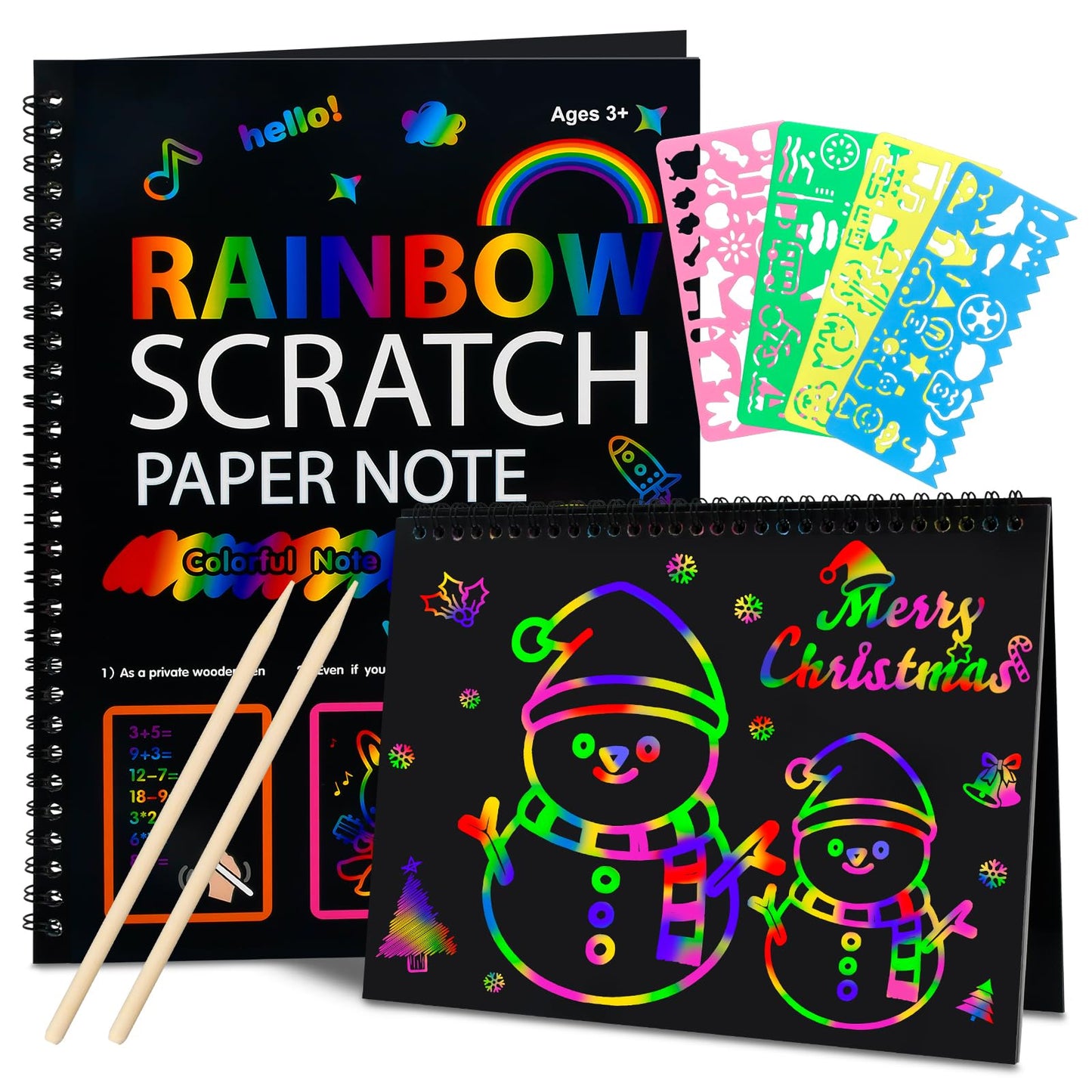 Stocking Stuffers for Kids: Scratch Paper Art Crafts Christmas Gifts Back to Girl School Teacher Supplies Game Party Favors Activities Toys for Teens Boy Ages 3-12 Years Old Valentines Birthday 2 Pack