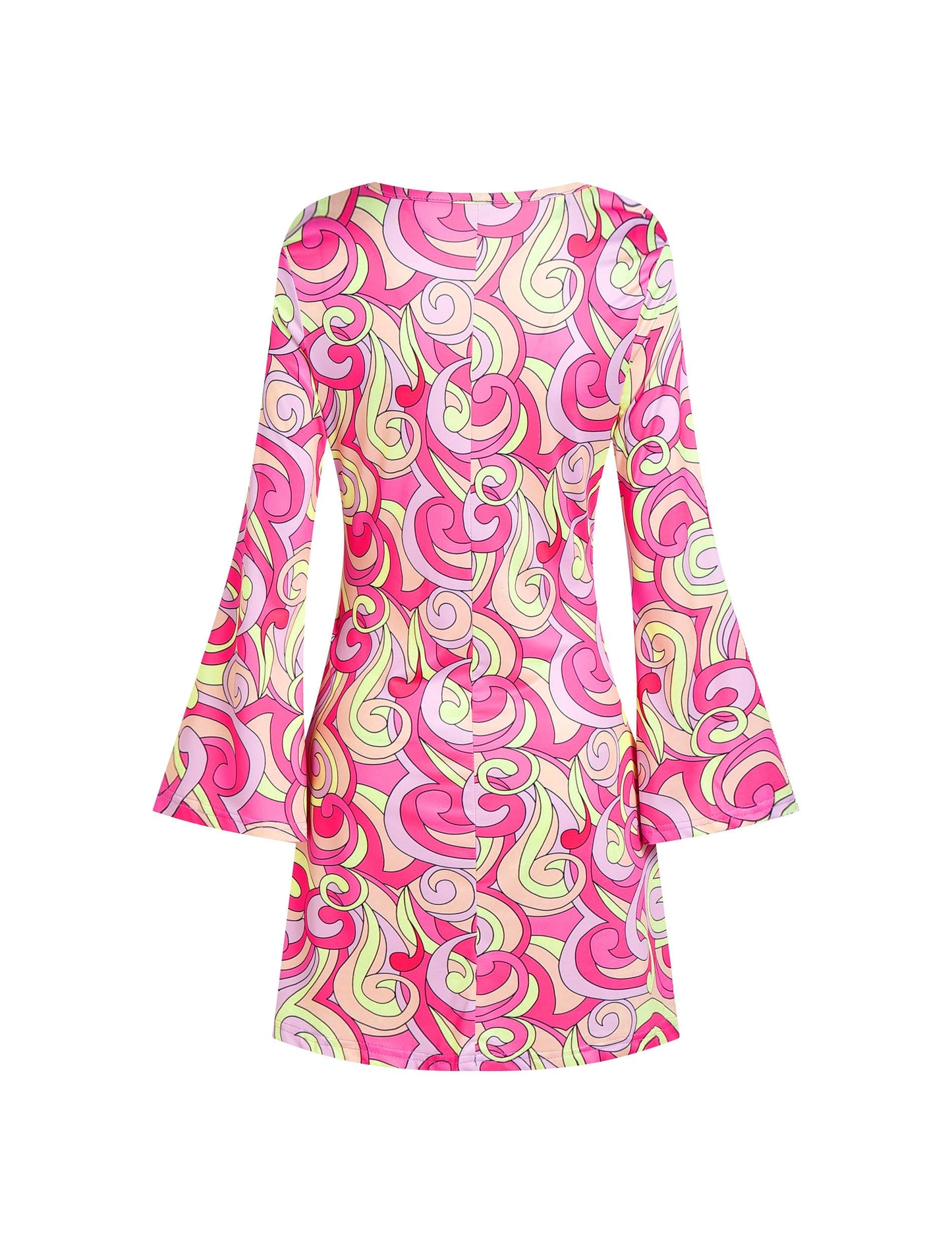 Deerjoke 60s 70s Disco Outfit Hippie Costume Women, 1970 Style Clothes Dress Accessories Jewelry Halloween (Pink, Small)