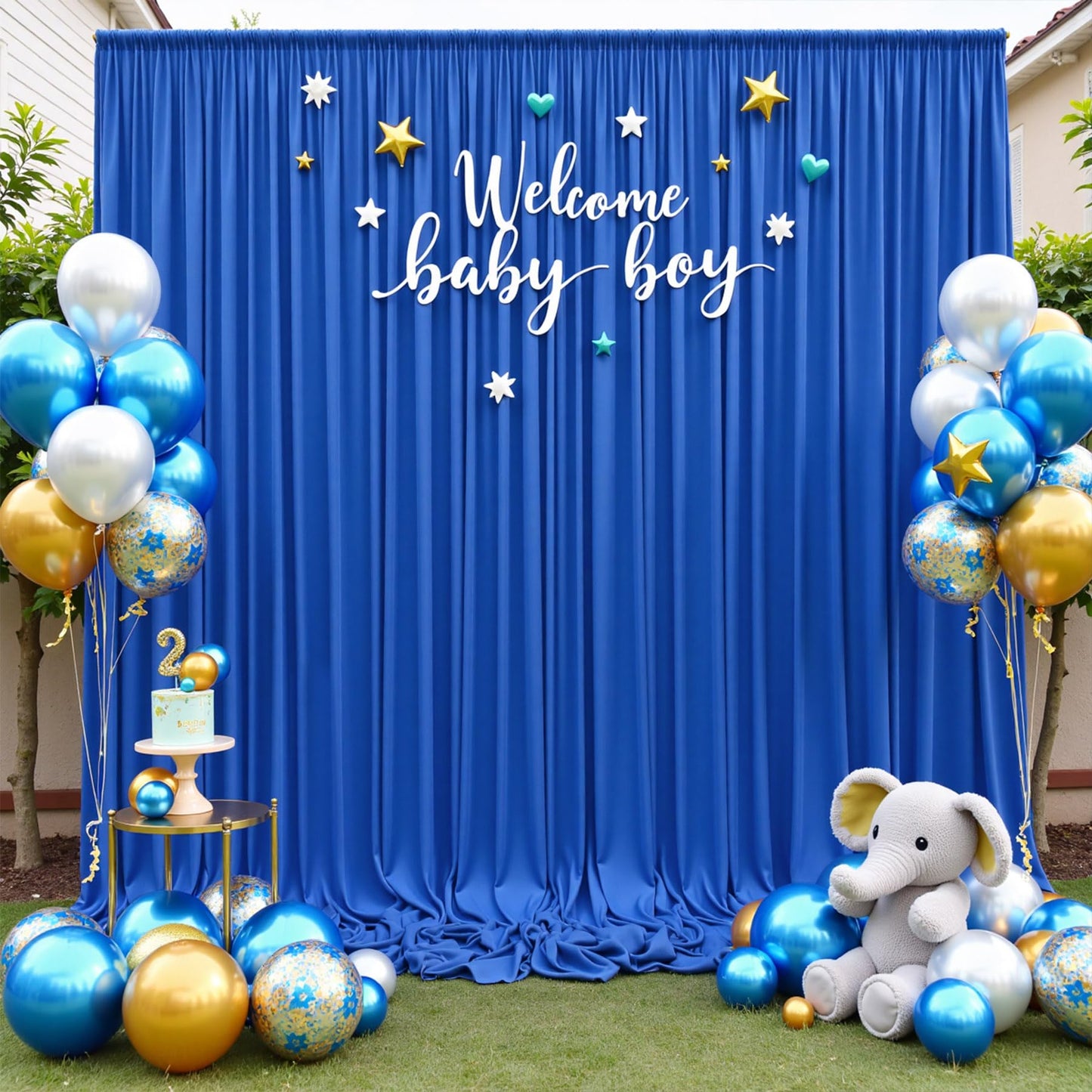 20ftx10ft Wrinkle Free Royal Blue Backdrop Curtains for Party Background, 4 Panels Silky Polyester Photo Backdrop Drapes 4 Panels Back Drop Cloth for Wedding Birthday Photography Baby Shower Decor
