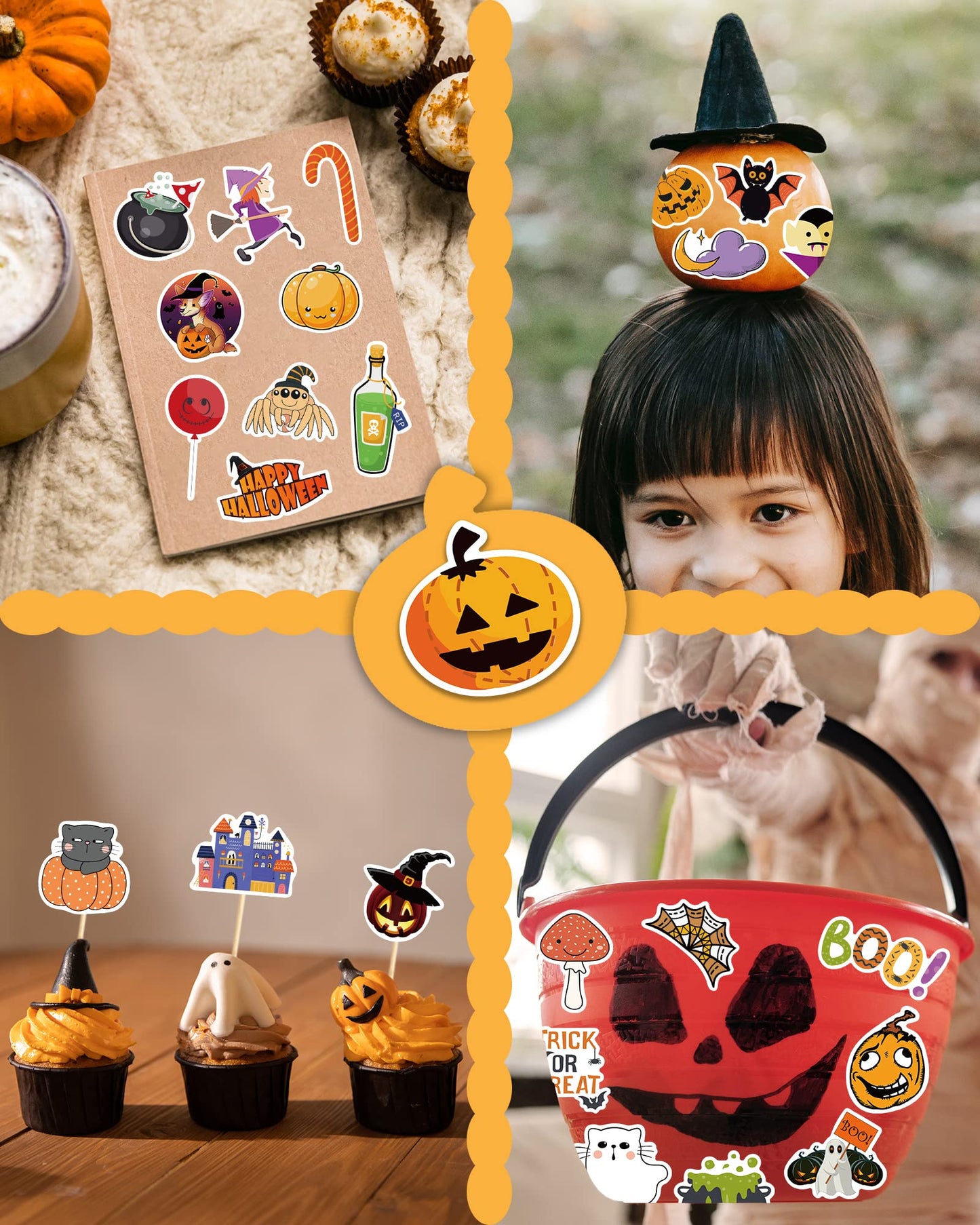 Benresive 300 Pcs Halloween Stickers for Kids - Bulk Halloween Crafts Party Favors, Goody Bag Stuffers, Waterproof Vinyl Laptop & Water Bottle Stickers