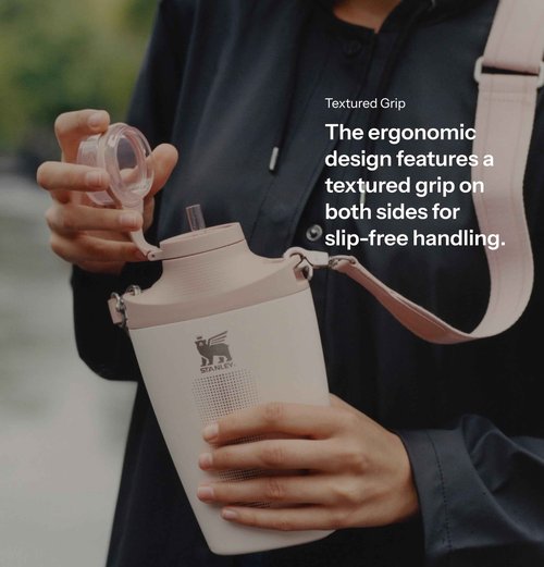 Stanley Cross Bottle 23 oz | Travel Water Bottle with Jacquard Strap | Leakproof Tritan Lid with Removable Straw | Insulated Stainless Steel | BPA-Free | Rose Quartz