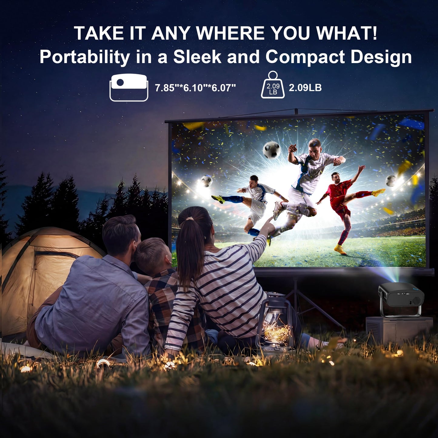 【Compatible with Netflix & Native 1080P】Smart Projector with WiFi and Bluetooth, 4K Support Home Movie Projector, Auto Focus & Keystone Portable Outdoor Projector, Wireless Proyector for Bedroom,Black