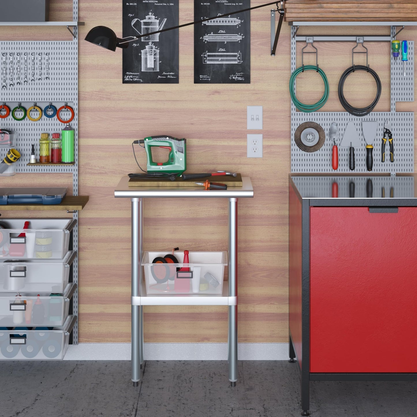 AmGood 14 in. x 24 in. Stainless Steel Work Table | Metal Kitchen Food Prep Table | NSF