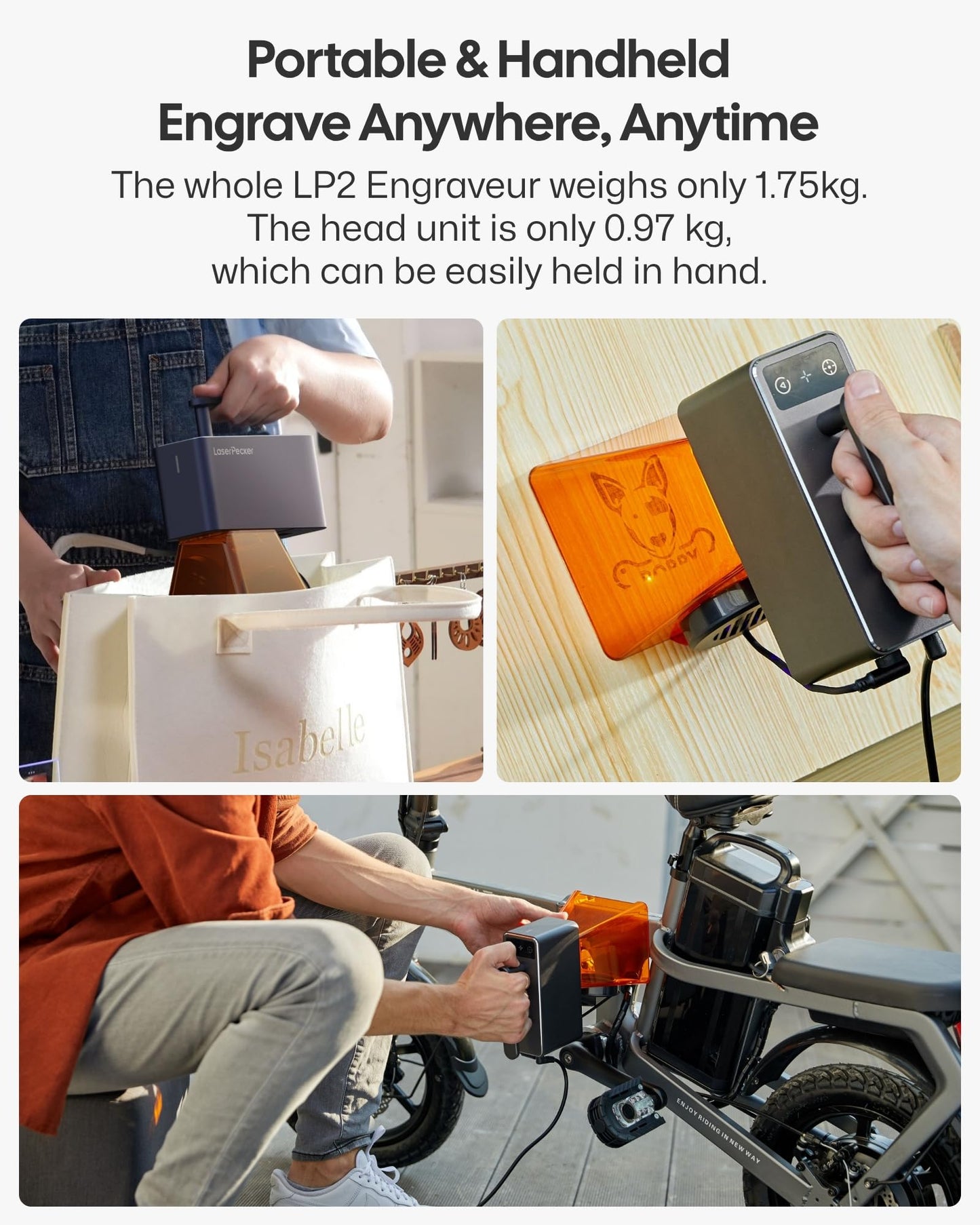 LaserPecker LP2 Diode Laser Engraver Laser Engraving Machine Laser Etching for Wood Leather Metal Portable Compact Desktop Handheld(Suit)