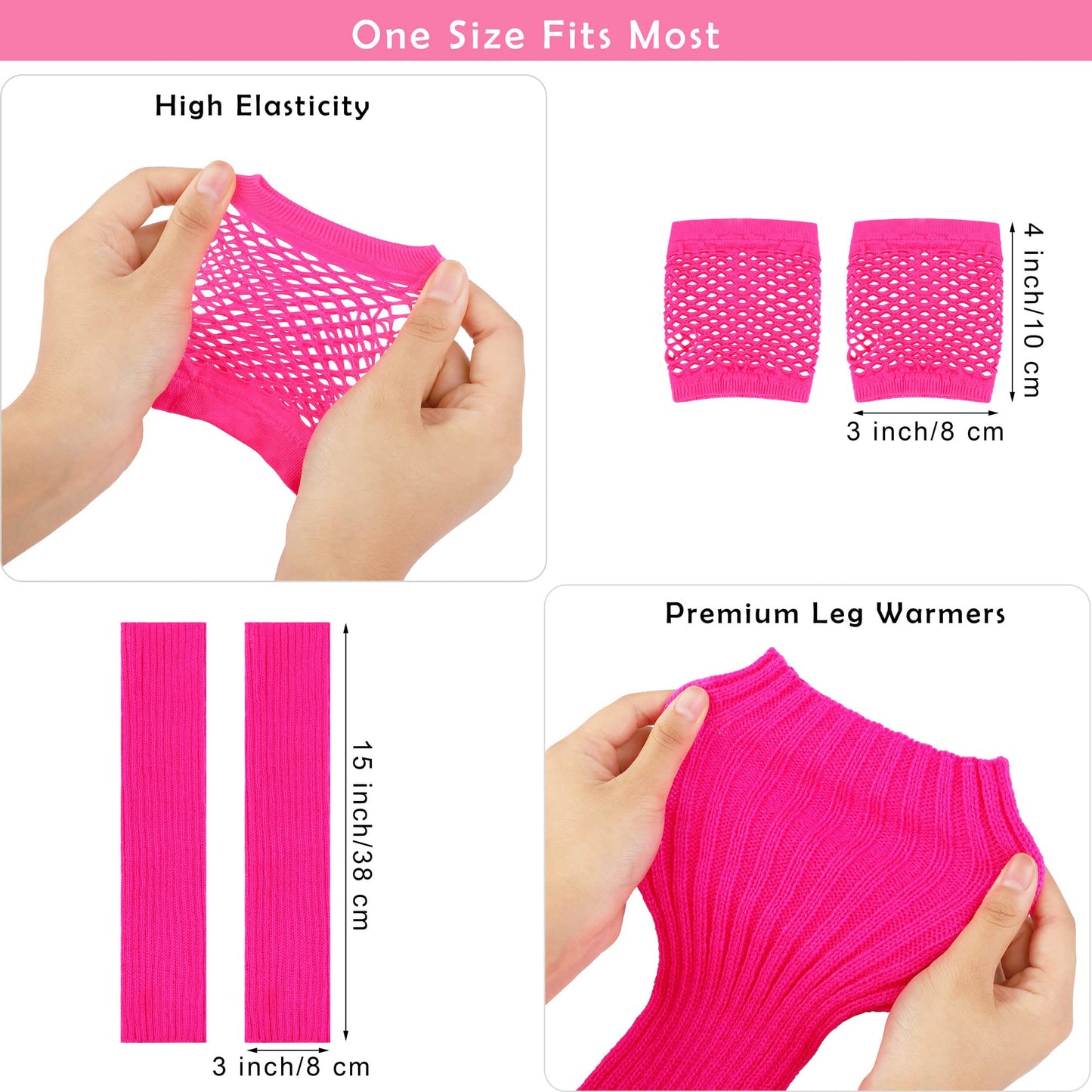 SOMSOC 80s Outfit Costume Accessories for Women, Neon Tutu Headband Necklace Gloves Eyeglasses Leg Warmer for 80s Theme Party