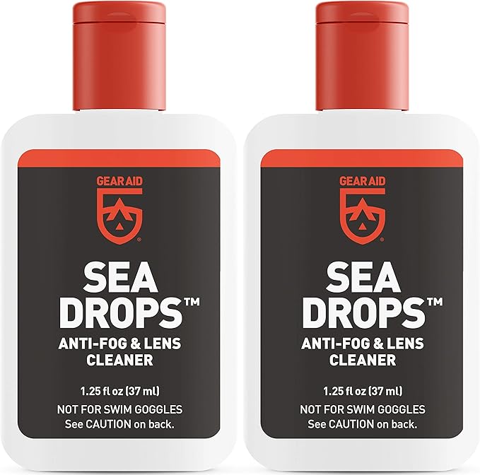 Gear AID Sea Drops Cleaner and Anti-Fog for Dive and Snorkel Masks, Clears Up Dirty, Foggy Lenses, 1.25 fl oz