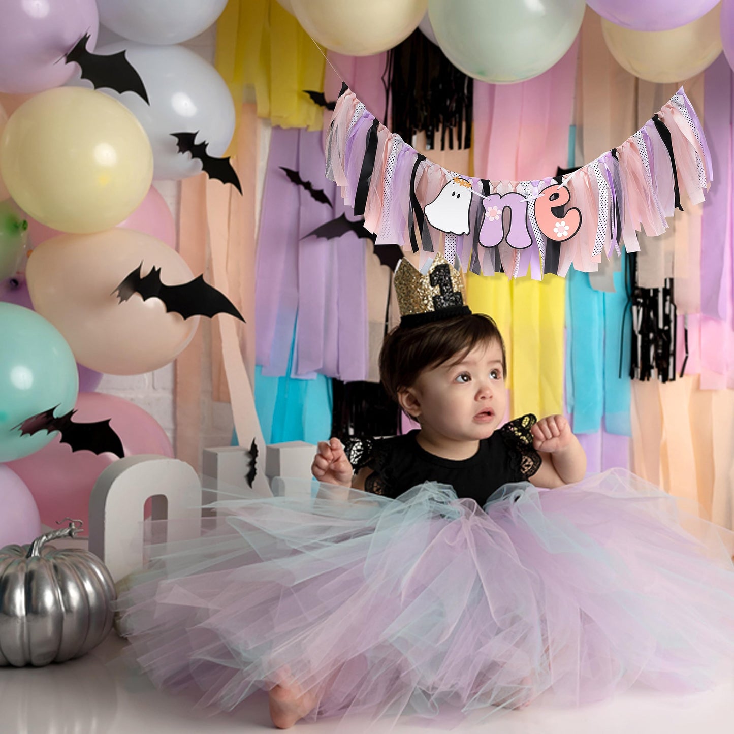 Spooky One Groovy Birthday Banner - 1st Birthday Party Decor, Happy Halloween, Boho 'Happy Boo Day' Garland