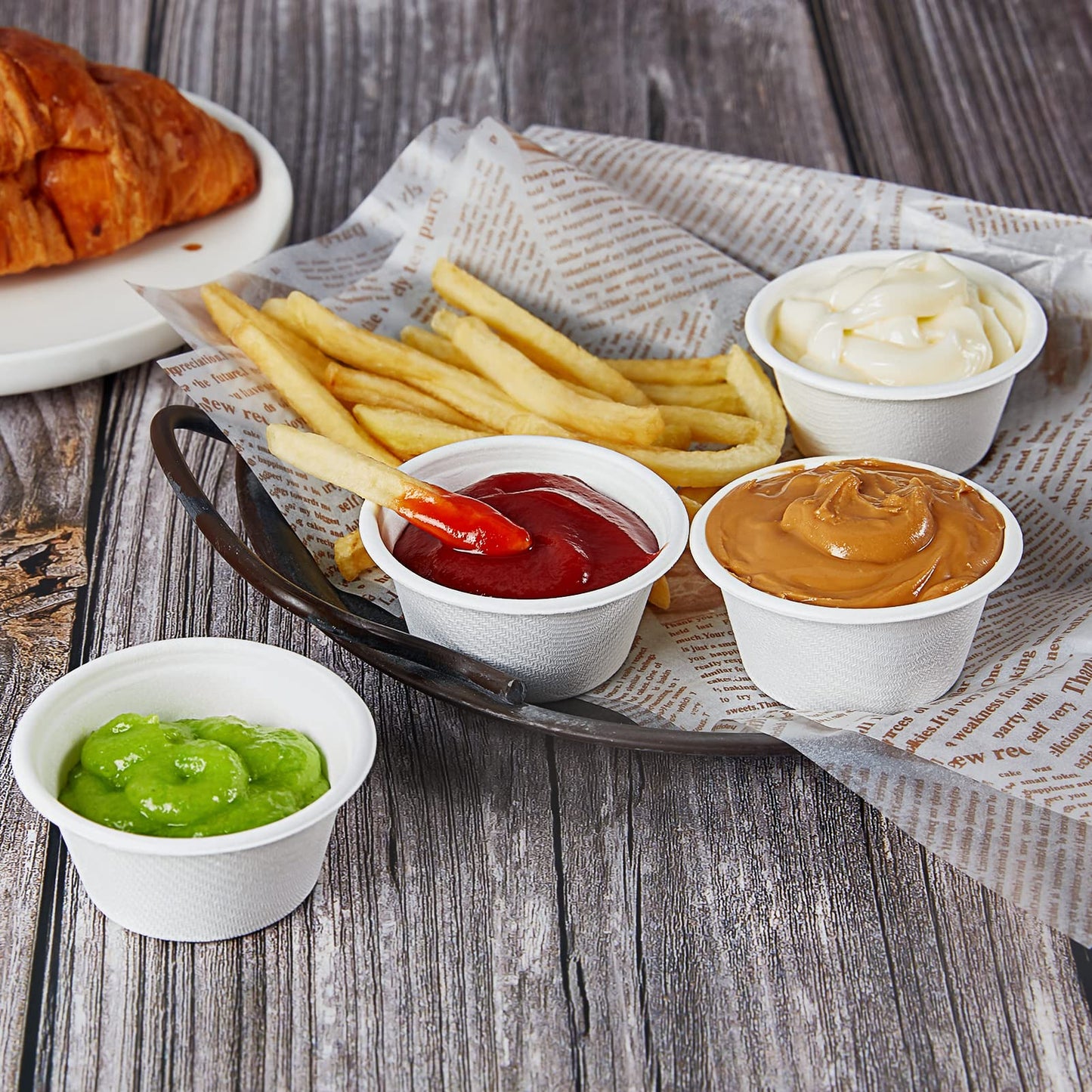Vplus 500 Pack 2 OZ Disposable Souffle Cups, 100% Compostable Portion Cups, Made From Bagasse Fibe, Perfect For Dips, Food Sample, Jams, Honey, Sauces, Nuts