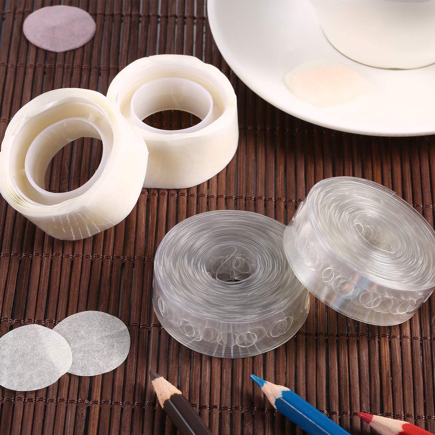 Tatuo Balloon Arch Kit Balloon Garland Decorating Strip Kit 2 Rolls Tape Strips with 2 Rolls Glue Points Stickers(Single Hole)