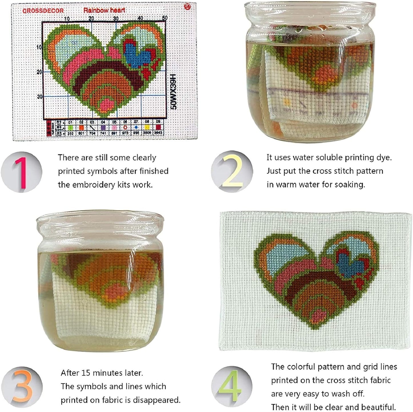 Dimensean Stamped Cross Stitch Kits Full Range of Embroidery Patterns Starter Kits for Beginners Adult or Kids DIY Cross Stitches Needlepoint Kits 11CT-Colorful Lion 17.7x17.7 inch