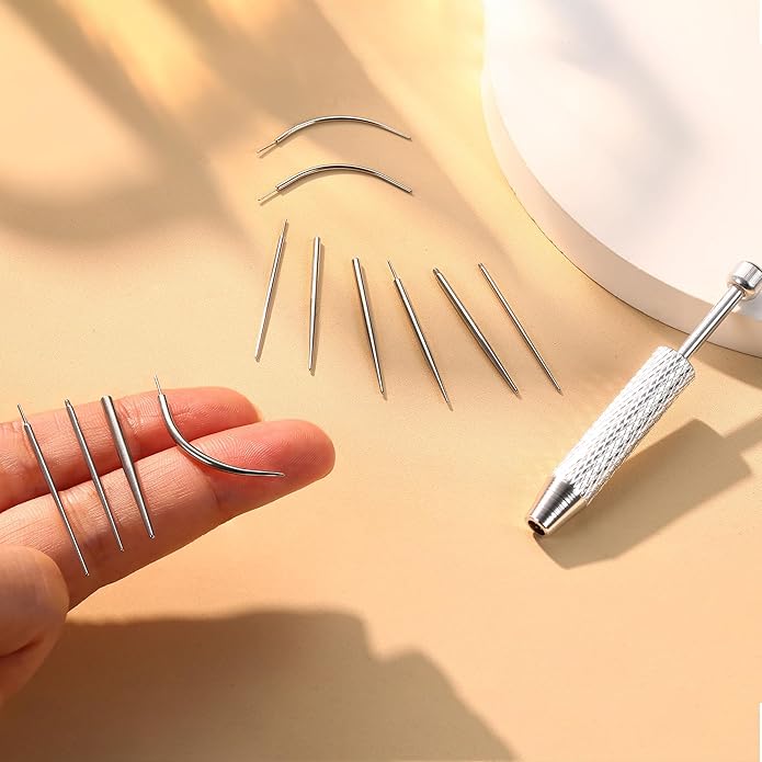 Piercing Taper Ball Grabber Tool for Changing Jewelry - 14G 16G 18G 20G Stainless Steel Flat Back Earrings Applicator Tool Threadless Insertion Pin Thread Body Piercing Kit for Ear Nose Lip