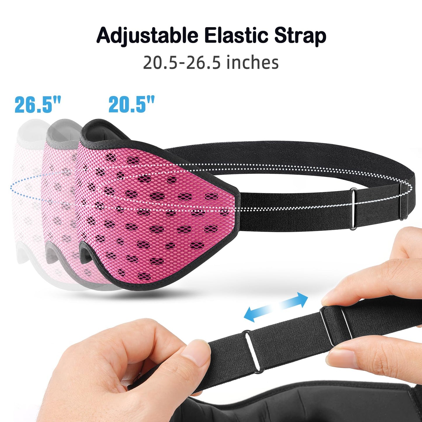 LitBear Breathable Sleep Mask, 3D Eye Mak Sleep for Side Sleepers Women Men, Light Blocking Sleeping Mask with Adjustable Strap, Soft Lightweight Eye Cover for Travel, Night Work, Nap, Office - Pink