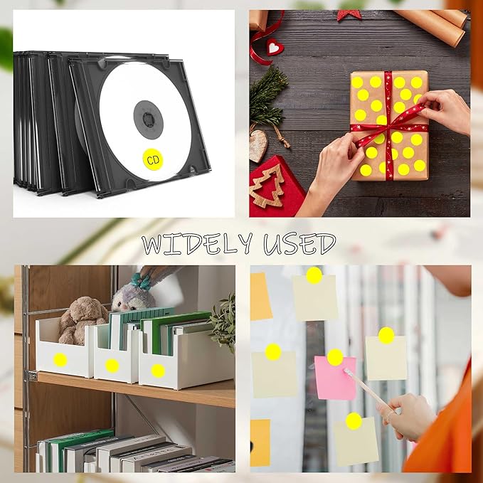 0.75 Inch 4Rolls of 4000 Colorful Dots Sealing Stickers,3/4"Round Permanent Adhesive Color Coding Labels,Yellow Dots Stickers for Home Decorative, Storage Bins, Moving Containers & Organization