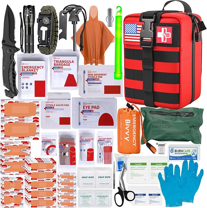 First Aid Kit,Survival Gear Outdoor Tactical Gear Set Military Grade Molle System for Camper Travel Hunting Hiking and Adv...