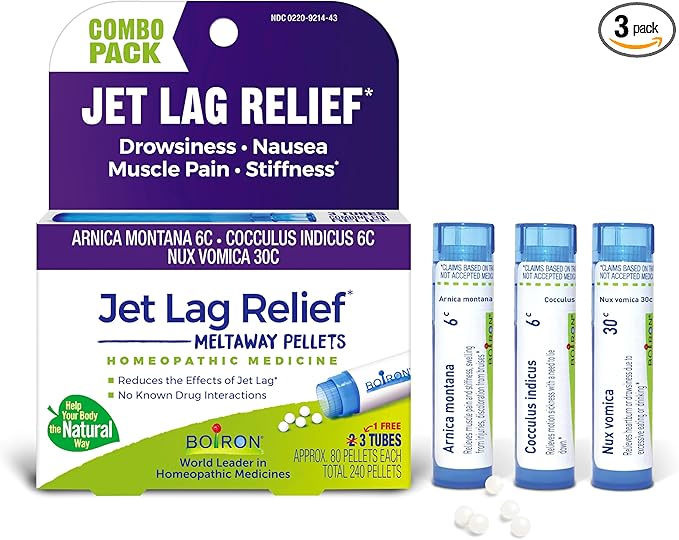 Boiron Jet Lag Relief Kit - Travel Essential for Relief from Nausea, Stiffness, Muscle Pain, and Drowsiness from Long Flig...