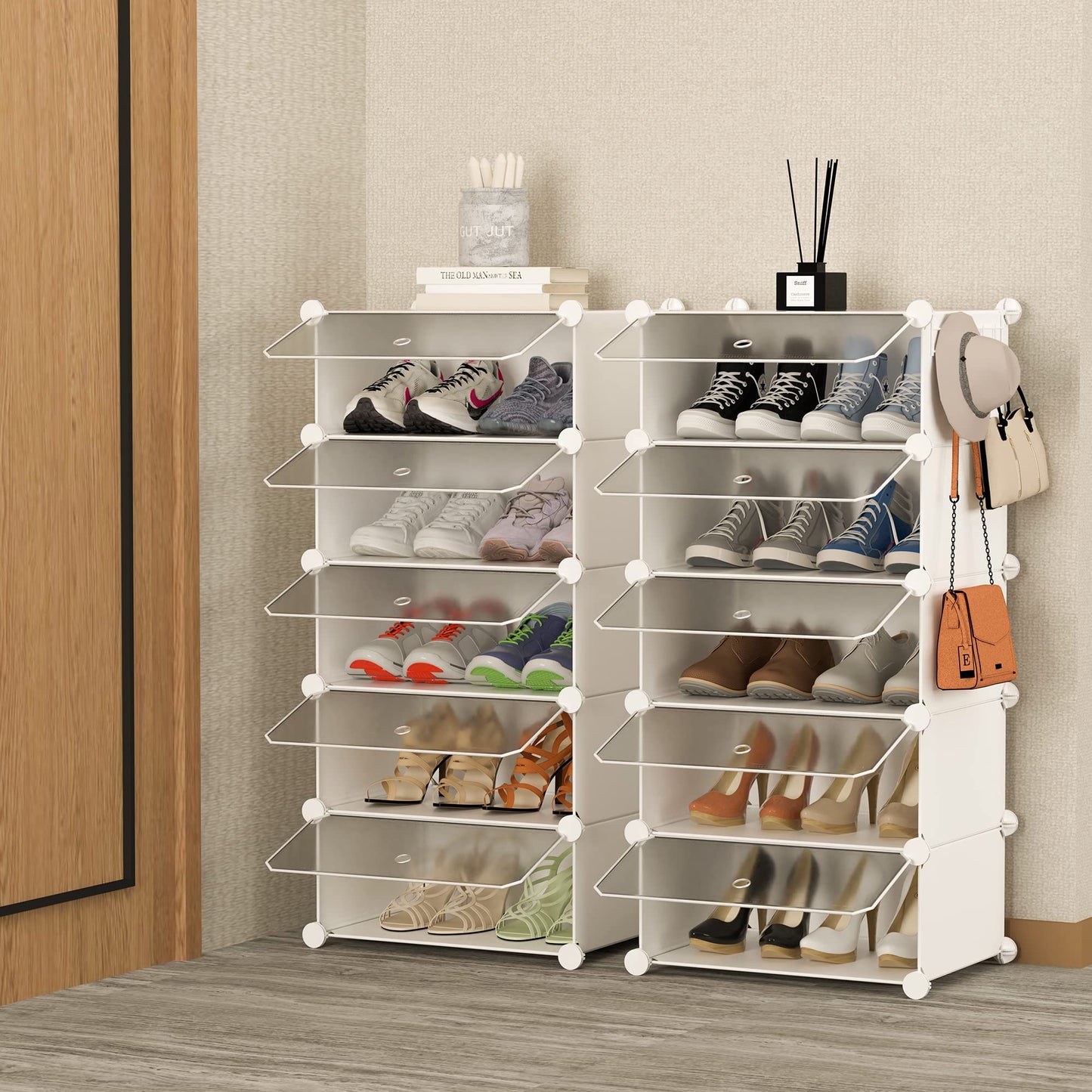 HOMIDEC Shoe Storage, 10-Tier Shoe Rack Organizer for Closet 20 Pair Narrow Shoes Shelf Cabinet for Entryway, Bedroom and Hallway
