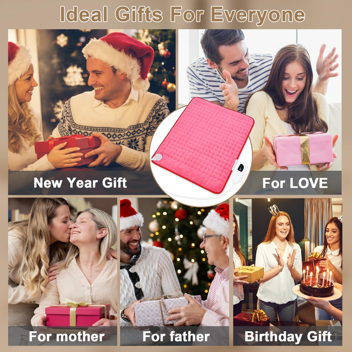 Deepsoon Heating Pad,Electric Heating Pads for Back,Neck,Abdomen,Moist Heating Pad for Shoulder,Knee,Arms,Legs,Dry/Moist Heat & Auto Shut Off,Christmas Gifts for Men and Women,Fuchsia,24x20 Inch