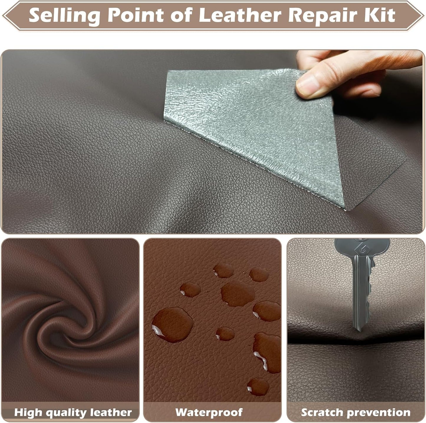 Leather Repair Tape, 23.6x79 inch Leather Patches for Furniture, Self Adhesive Leather Repair Patch for Sofas, Couches, Leather Covers, Seats, Chairs, Vinyl Repair Tape Light Brown
