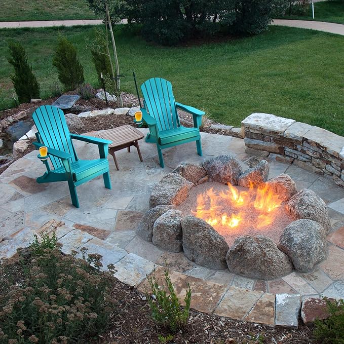 FUNBERRY Folding Adirondack Chair Set of 3, All Weather HDPE Fire Pit Chairs with Cup Holder for Outdoor