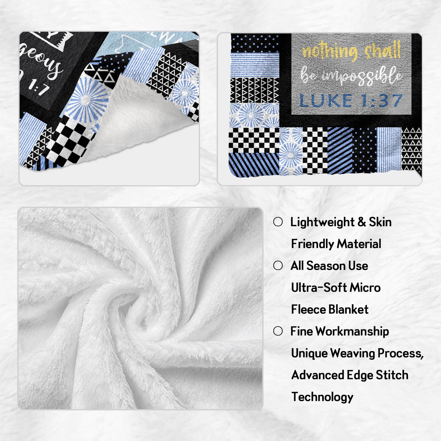 CUJUYO Christian Gifts for Men, Dad, Son, Brother, Him Blanket 60"x50" - Inspirational Religious Graduation/Birthday Gifts - Baptism Confirmation Gifts for Boys - Catholic Spiritual Gifts for Men