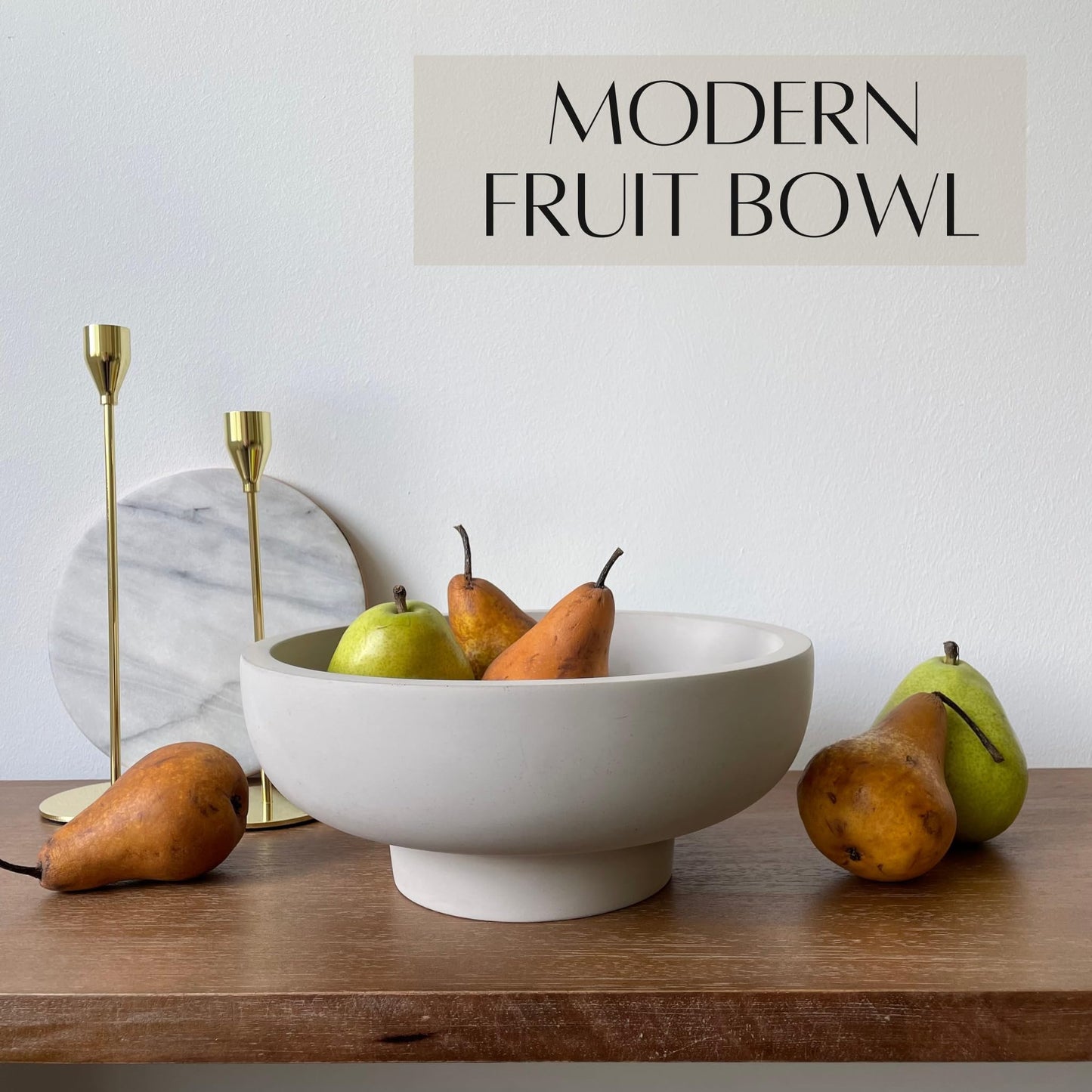 OAKOA Concrete Fruit Bowl for Kitchen Counter - Large Decorative Bowls for Home Decor - Modern Key Bowl for Entryway Table - Pedestal Bowl for Keys