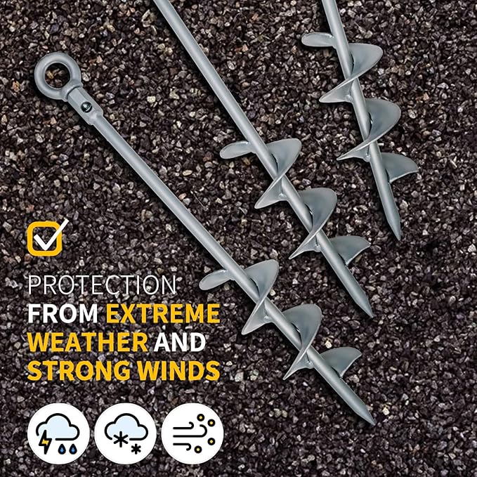 Tyalez 18 inch Ground Anchor Heavy Duty Earth Anchors Set Screw in for Mobile Home, Swing, Tent Trampoline Anchors Wind Resistant Tree Stakes and Supports with Drill Socket, 4 Pack