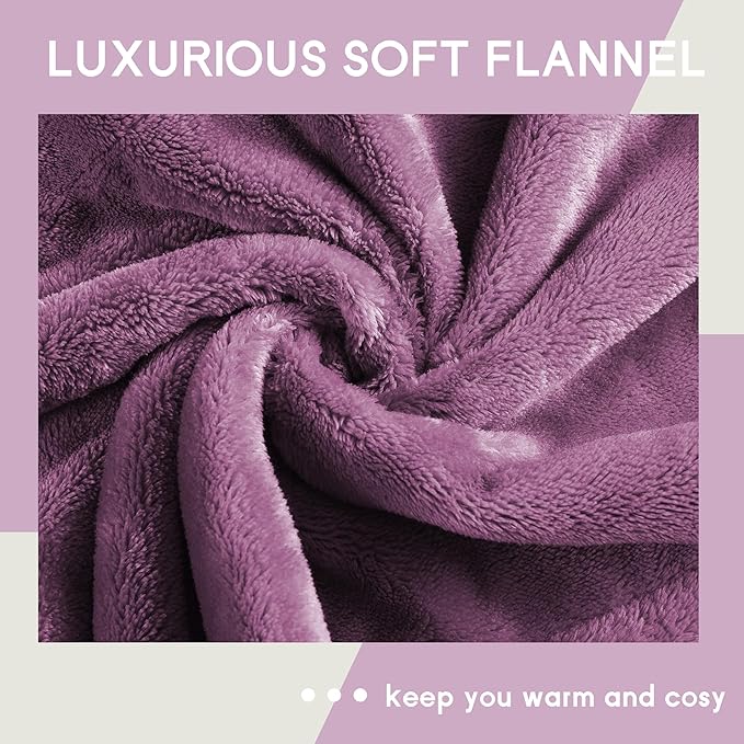 Heated Blanket Electric Throw Size 50''x60'' with 5 Heating Levels, 3 Hour Auto Shut Off, Machine Washable, Flannel & Sherpa Double-Sided Soft Warming Blanket for Couch, Bed, Office - Purple