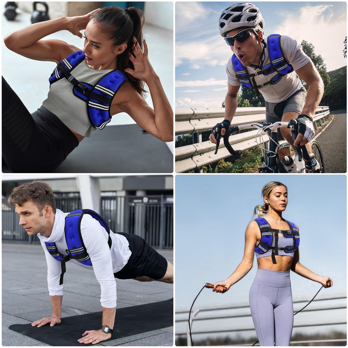 Zeerun Weighted Vest for Women & Men with Reflective Stripe and Adjustable Buckle, Comfortable & Durable Rucking Vest for Walking, Running & Strength Training, 6LBS-Blue