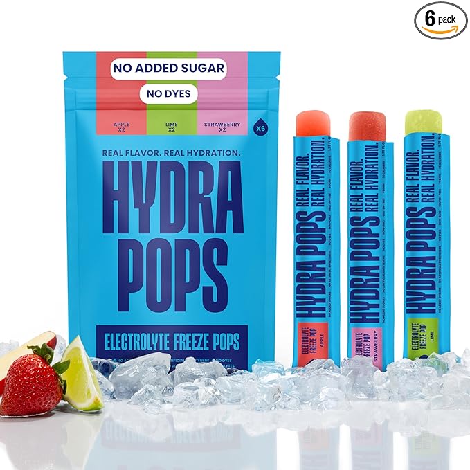 Hydra Pops Electrolyte Freeze Pops Hydration Drinks with Electrolytes, Vegan, Gluten Free, No Added Sugars, 200mg+ Electro...