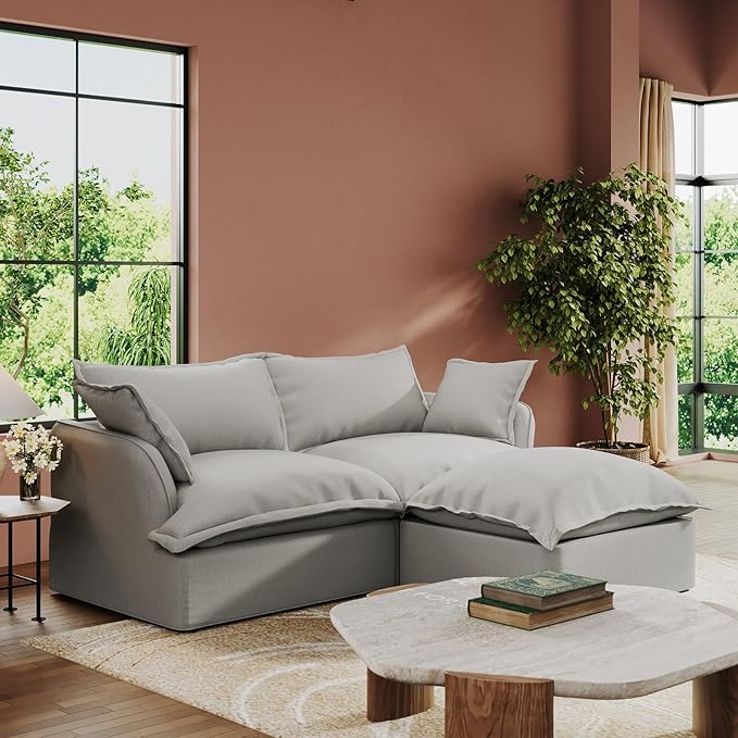 Intuition Decor Cloud Modular Sectional Sofa,83.4" Down Filled Comfort L Shaped Comfy Sofa Couch with Cushion Covers Removable Extra Deep Seats,Couch for Living Room Apartment Office