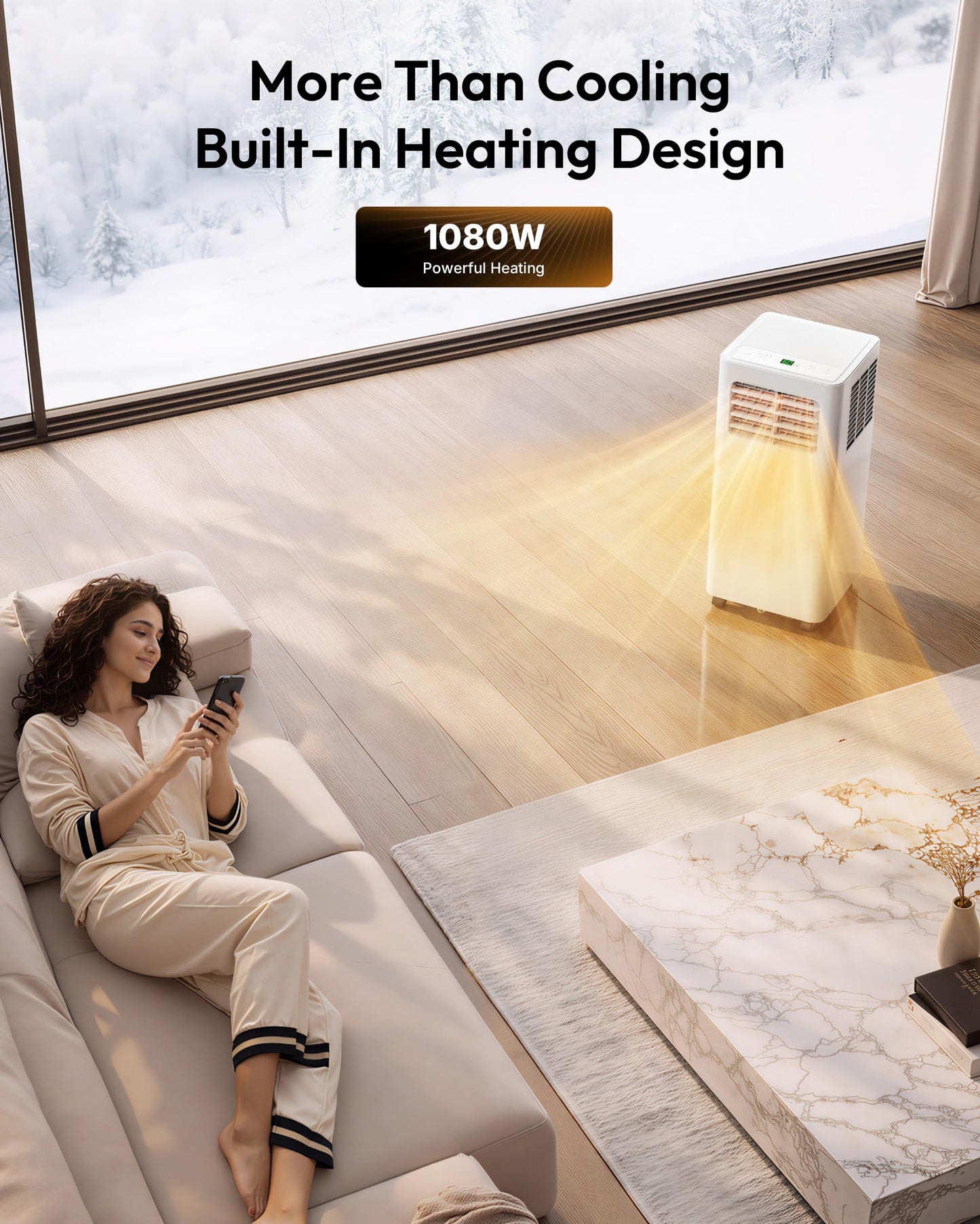 EUHOMY Portable Air Conditioners 14,000 BTU, 5-in-1 Portable AC Unit Up to 650 Sq.Ft. for Bedroom with Cool, Heat, Fan, Dehumidifier, Sleep, AC Units with LED Remote & 24H Timer, Installation Kits
