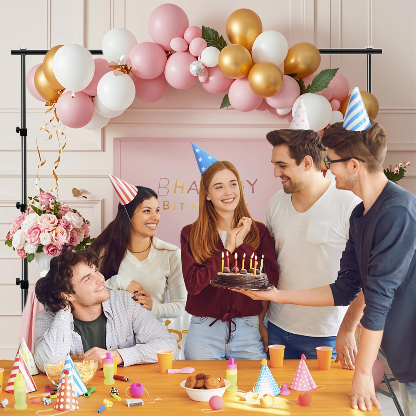 Backdrop Stand for Photography 9ft x 10ft Heavy Duty Photo Background Stands Support Kit with Carry Bag for Photo Studio, Photoshoot, Parties, Photographic Equipments