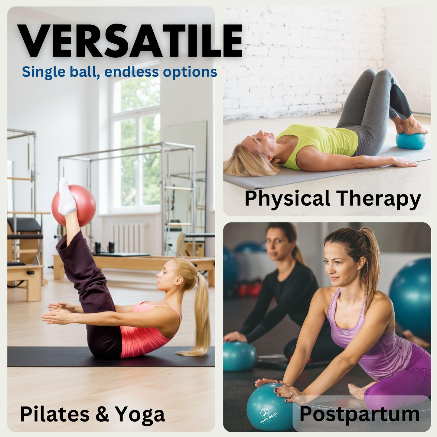 ProBody Pilates Small Exercise Ball - 9 Inch Workout Ball for Stability, Barre, Yoga, Core & Physical Therapy, Home Gym & Office Use (Blue)