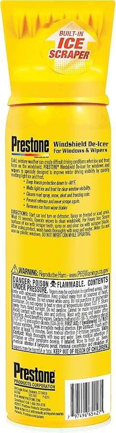 Prestone AS244 De-Icer for Windshield, Windows, and Wipers, 17 oz. Aerosol, 6 Pack