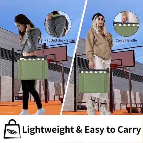 LOENIY 2 Pack Stadium Seats for Bleachers with Back Support, Bleacher Seats with Backs and Extra Thick Padded Cushion, Includes Shoulder Straps Carry Handle, and Cup Holder Side Pockets (Green)
