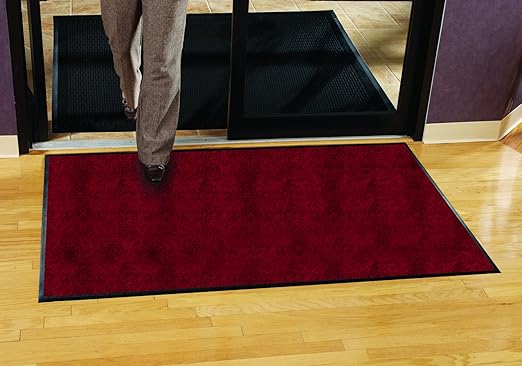 Guardian Platinum Series Indoor Wiper Floor Mat, Rubber with Nylon Carpet, 3'x12', Burgundy