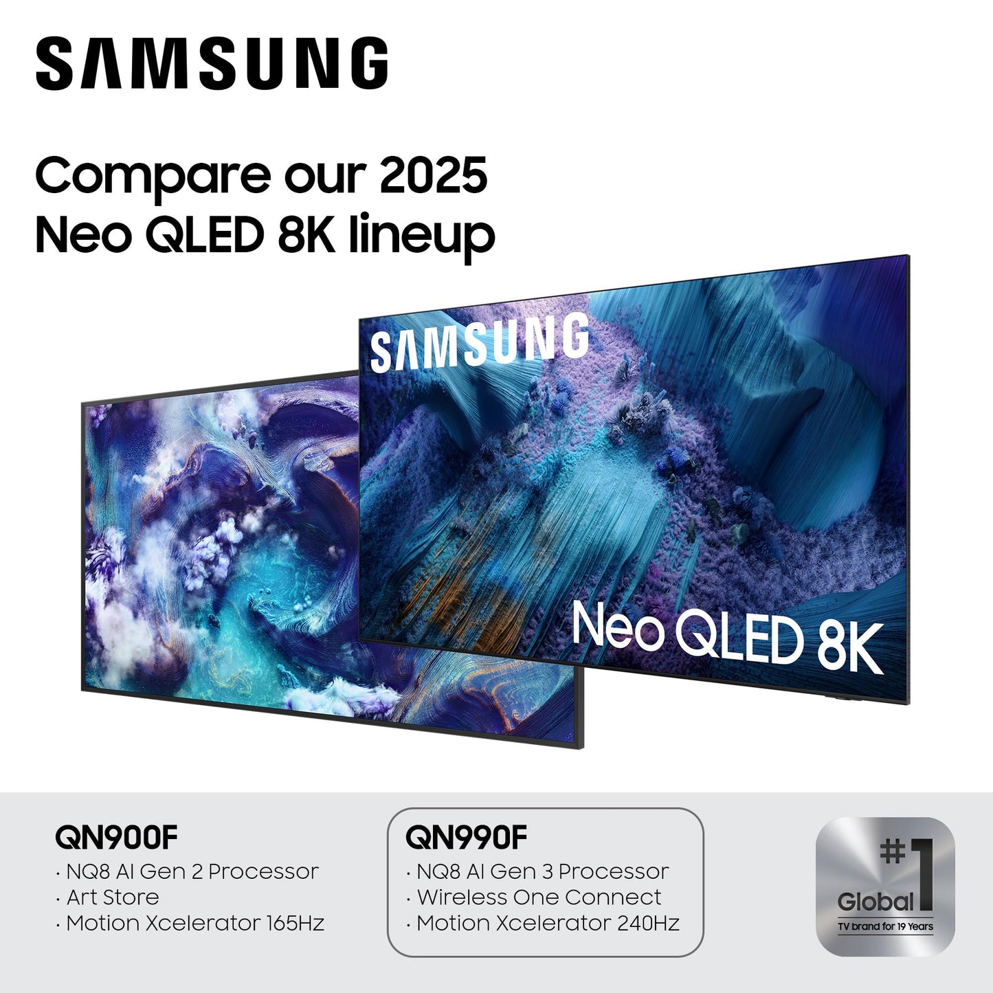 Samsung 65-Inch Class Neo QLED QN990F 8K Mini LED Smart TV (2025 Model) NQ8 AI Gen3 Processor, Upscaling Pro, Wireless One Connect, Glare Free, Samsung Vision AI, Alexa Built-in