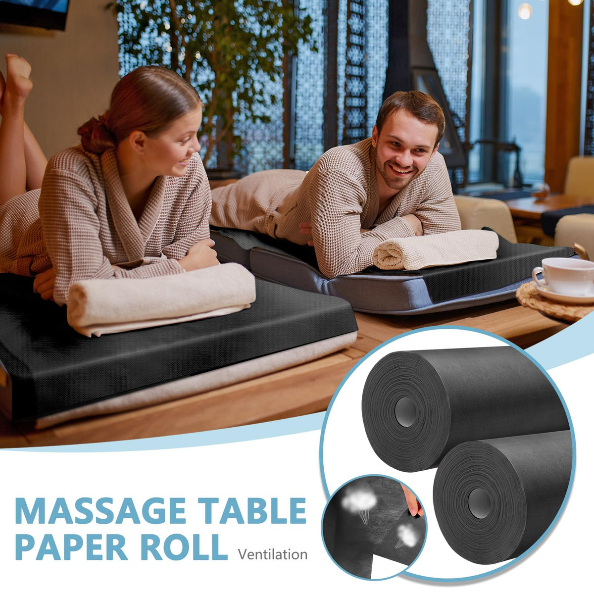 Tudomro 2 Roll Disposable Non Woven Bed Sheets 24 x 71 Inch Massage Table Paper Covers Non Woven Fabric Massage Sheets Waterproo