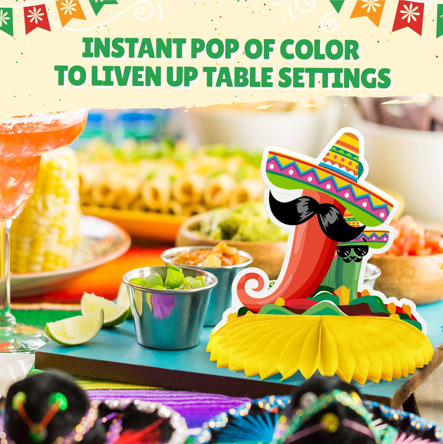 Mexican Party Cinco De Mayo Decorations - Mexican Table Centerpiece Set - Cinco De Mayo Fiesta Party Decorations Favors - 10 Pack - Fiesta Supplies Props