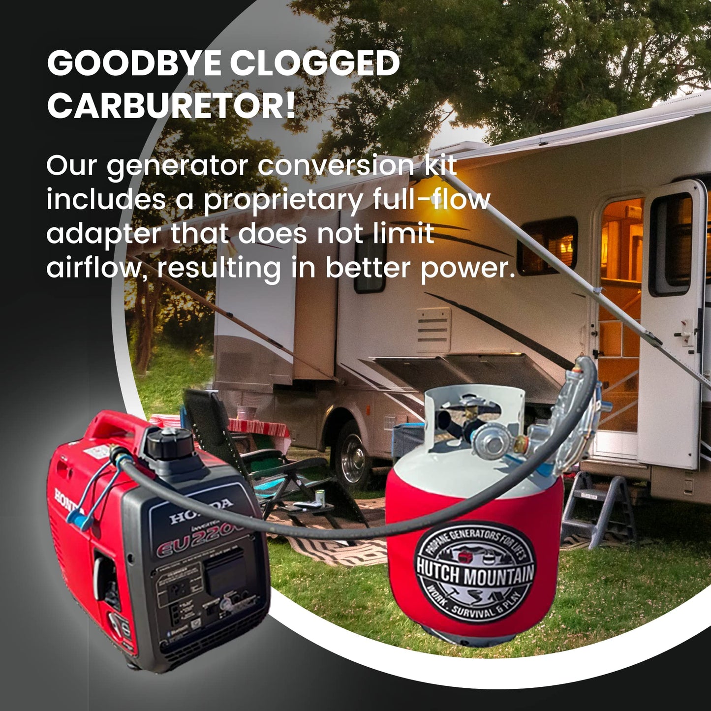 Hutch Mountain Generator Propane Conversion Kit Honda EU2200i- Dual-Fuel Conversion for Propane & Gasoline - Portable Generator Backup Kit for Home Emergencies, Camping, and RVs