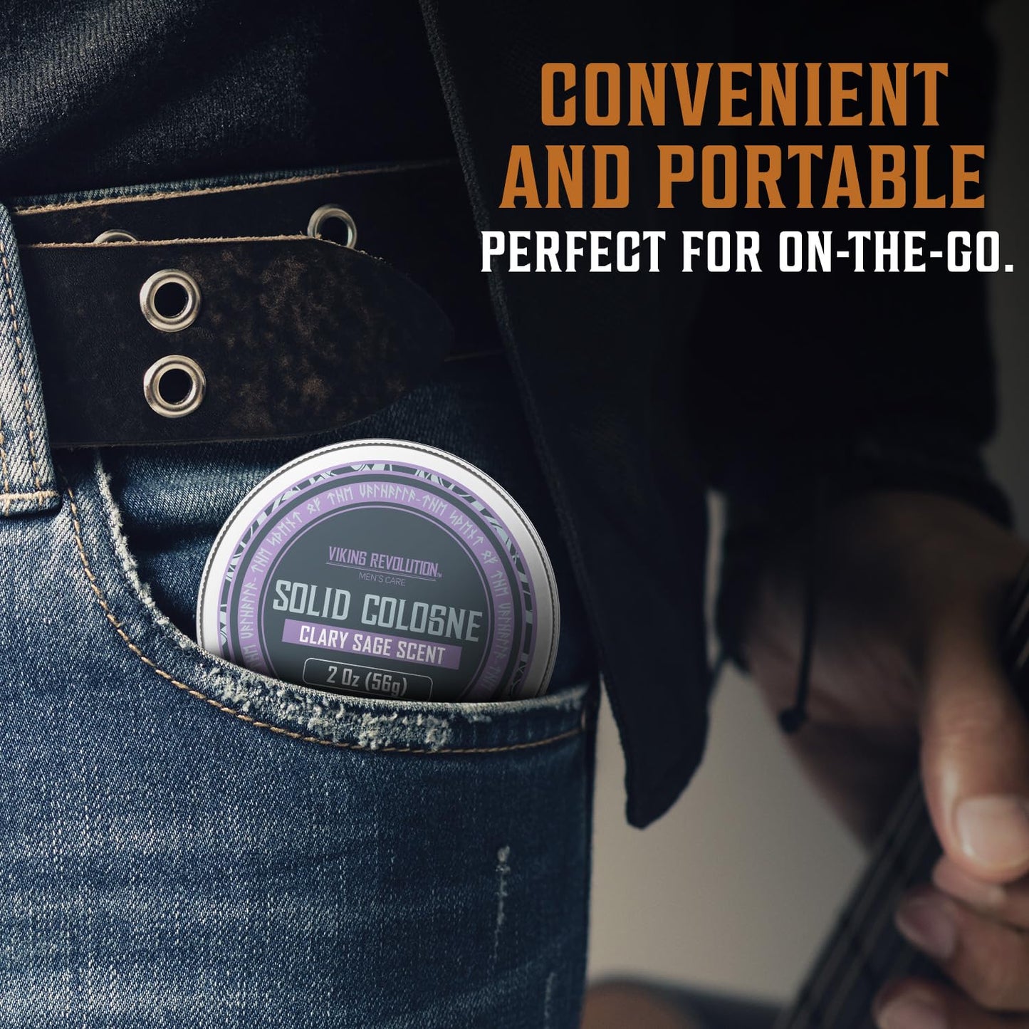 Viking Revolution Clary Sage Mens Solid Cologne Men 2 Oz - Men Solid Perfume with Clary Sage Cologne for Men - Balm Cologne for Mens Cologne Balm Travel Cologne Wax (1 pack, Clary Sage)