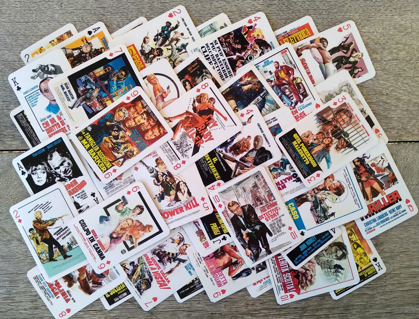 FLONZGIFT Crime Movies Playing Cards (Poker Deck 54 Cards All Different) Vintage Movie Posters Crime Detective Action Movies Film Noir