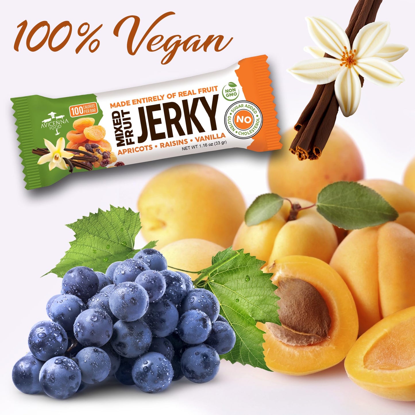 AVICENNA FOOD Variety Pack Natural Fruit Bar, No Added Sugar, Gluten Free, Non GMO, High Fiber Healthy Snacks for Adults and Kids, dried Fruit Jerky (12 Pack)