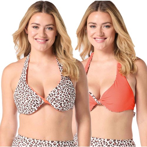 COCO REEF Verso Bra Sized Twist Reversible Underwire Bikini Top — Summer Cheetah 36-38D