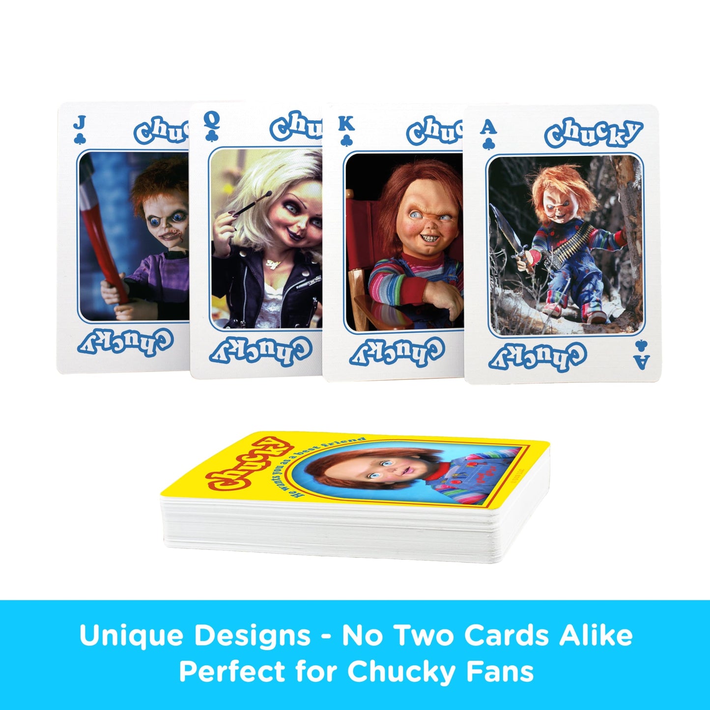 AQUARIUS Chucky Playing Cards - Chucky Themed Deck of Cards for Your Favorite Card Games - Officially Licensed Chucky Merchandise & Collectibles - Poker Size with Linen Finish