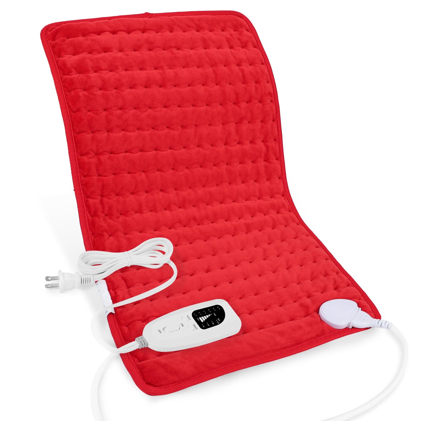Deepsoon Heating Pad,Electric Heating Pads for Back,Neck,Abdomen,Moist Heating Pad for Shoulder,Knee,Arms,Legs,Dry/Moist Heat & Auto Shut Off,Christmas Gifts for Men and Women,Red,24x12 Inch
